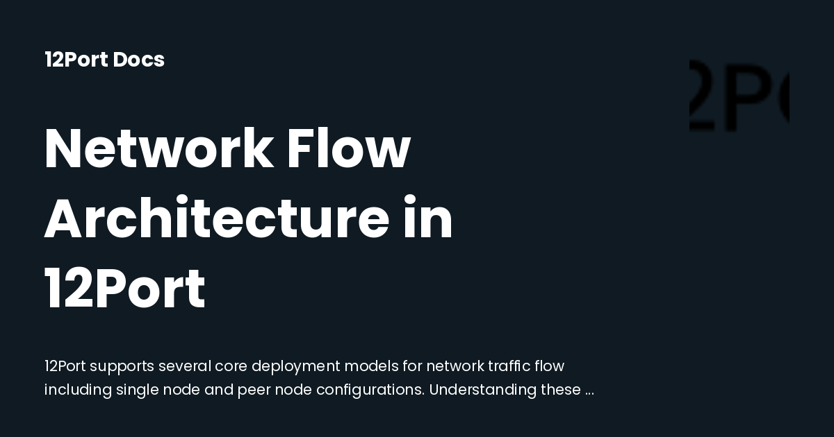 Network Flow Architecture in 12Port | 12Port Docs