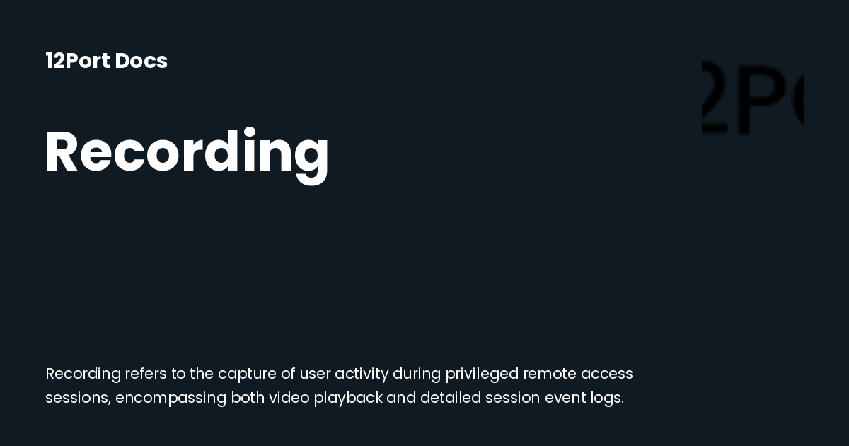 Recording | 12Port Docs