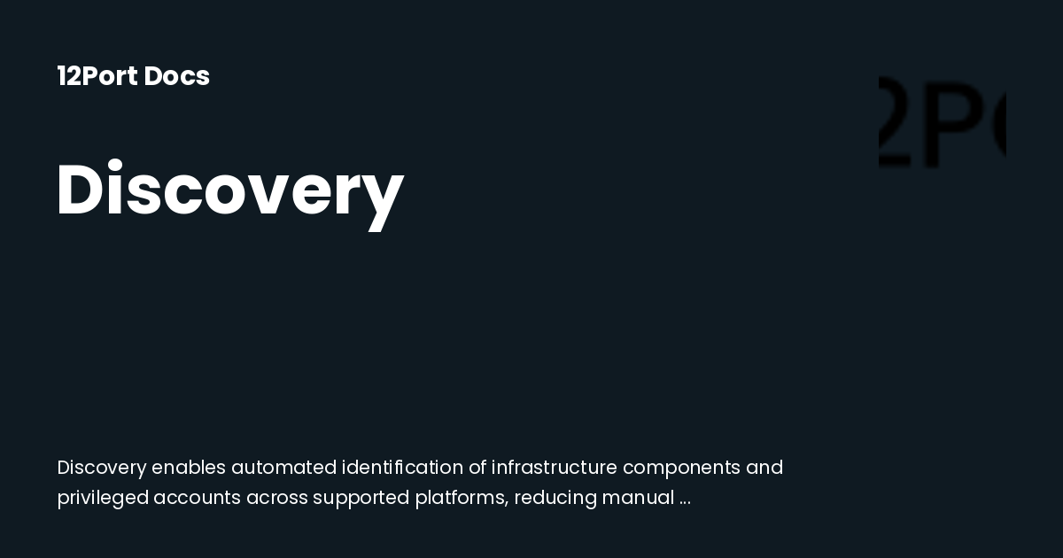 Discovery | 12Port Docs
