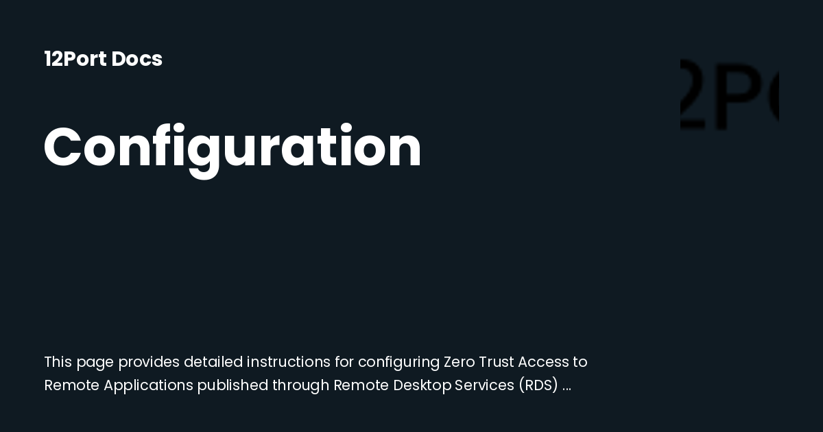 Configuration | 12Port Docs