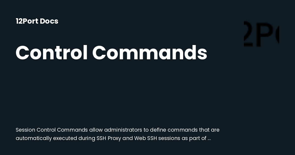 Control Commands | 12Port Docs