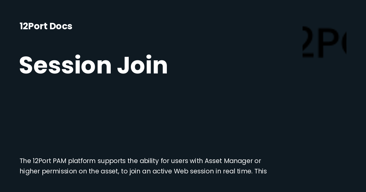 Session Join | 12Port Docs