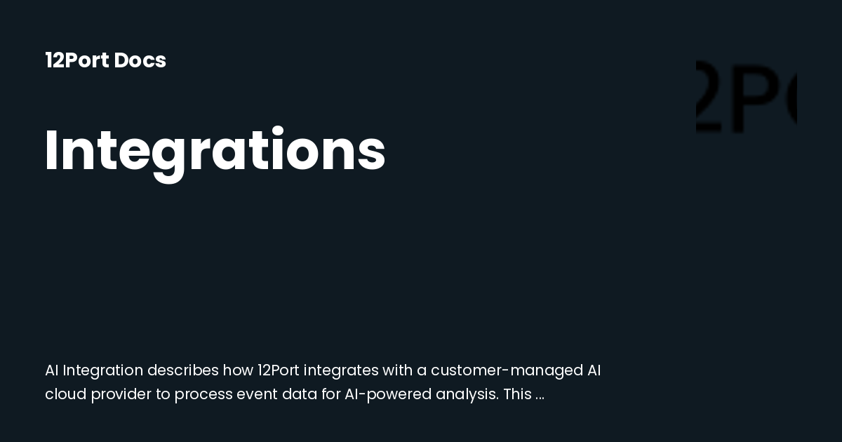 Integrations | 12Port Docs
