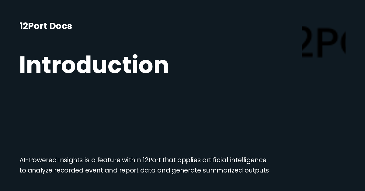 Introduction | 12Port Docs