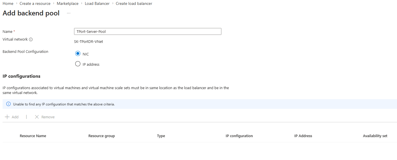 Load Balancer Backend Pools