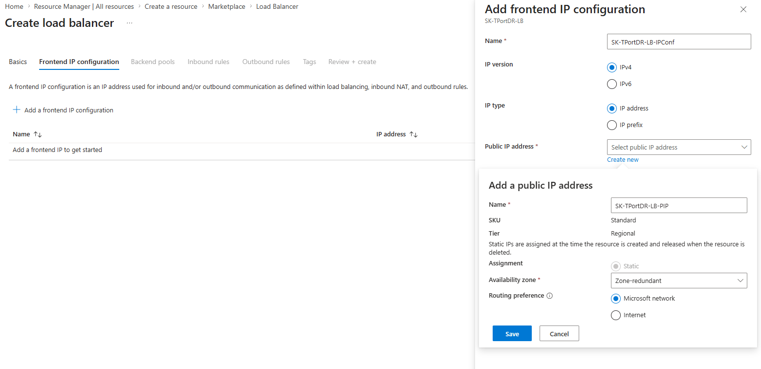 Load Balancer Frontend IP Configuration