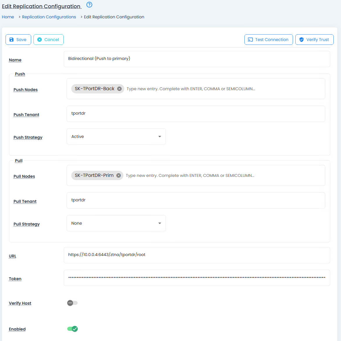 Backup Node Replication Configuration