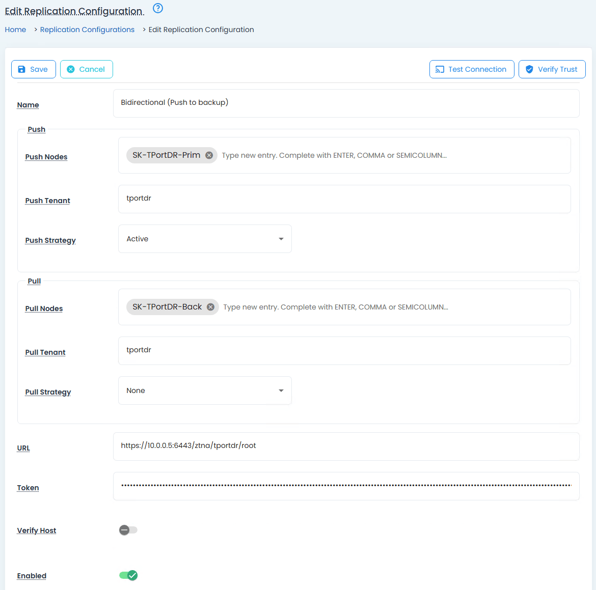 Primary Node Replication Configuration