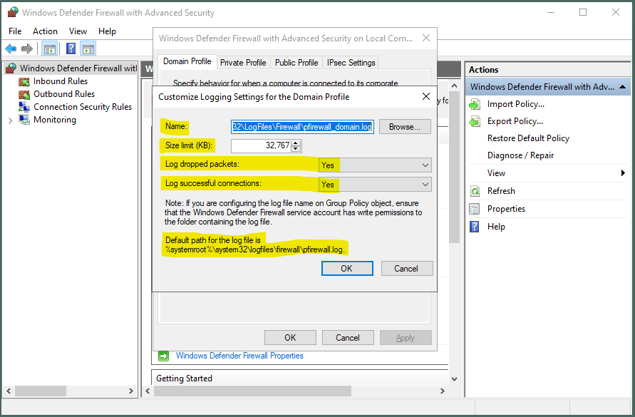Confirm Windows Defender Logging Enabled