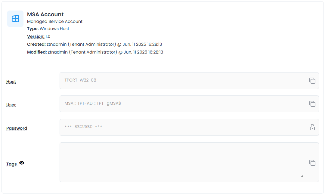 MSA Account Asset Example