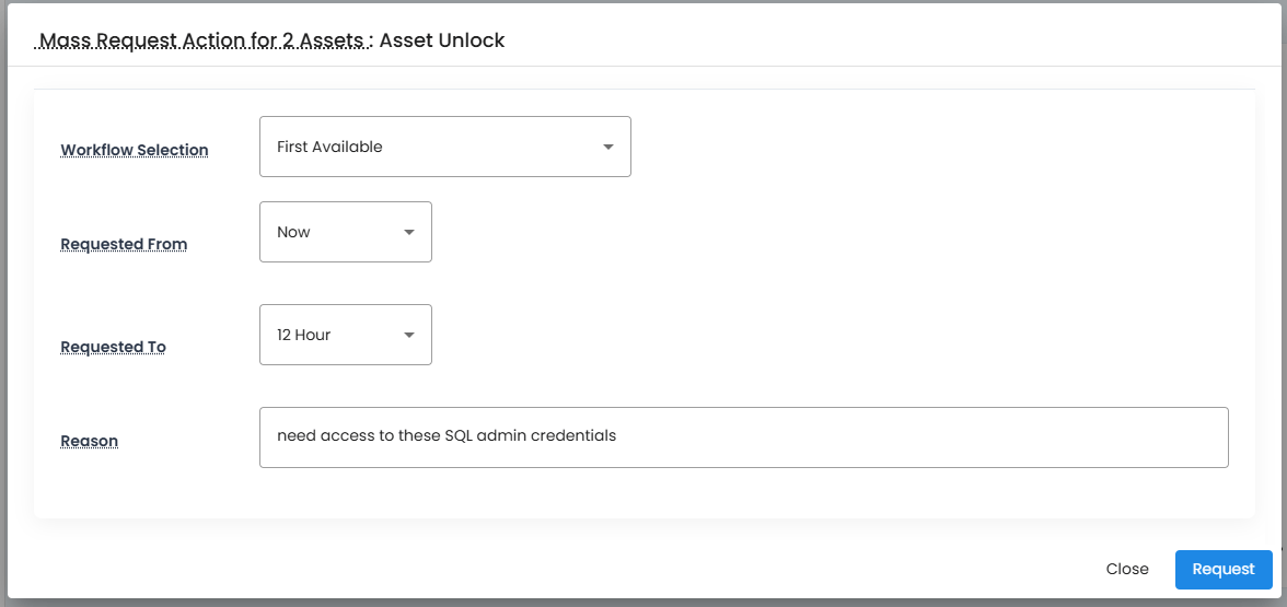 Bulk Request Action Form