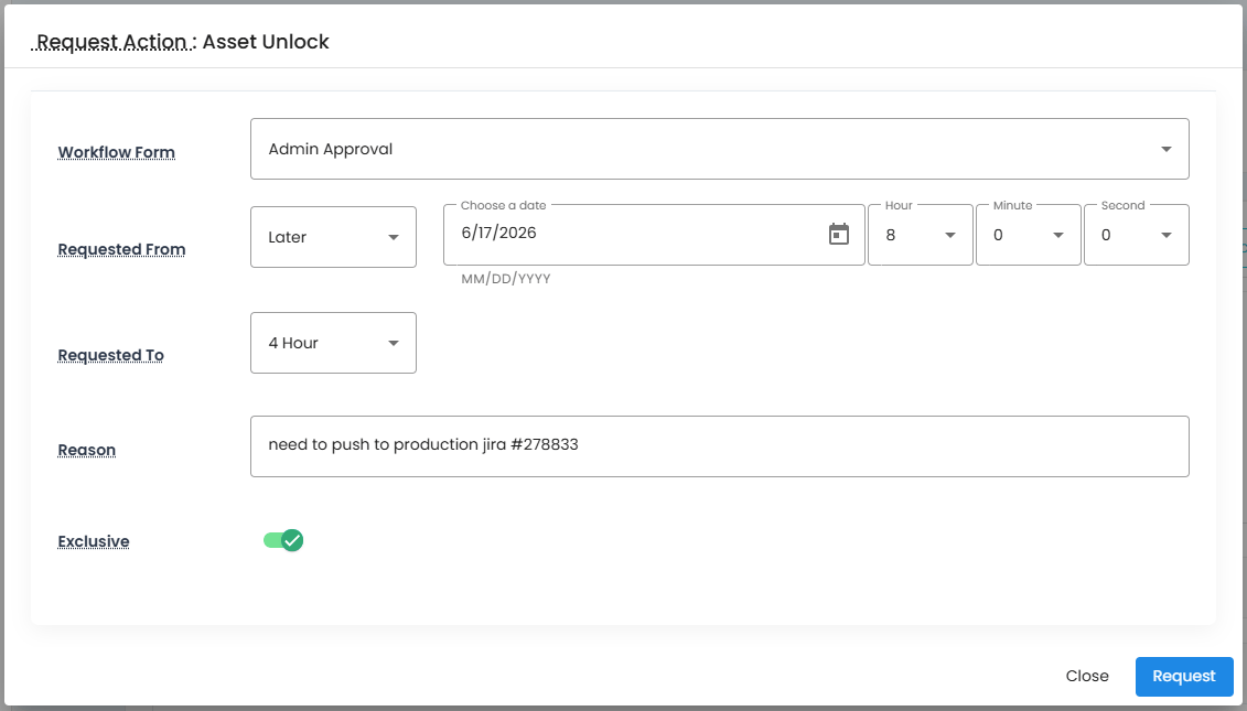 Request Action Form