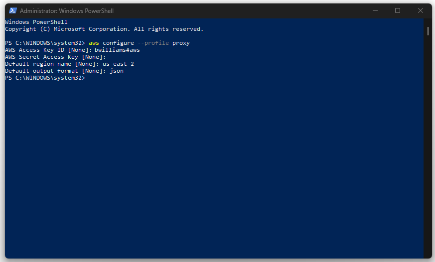 AWS CLI PAM Proxy - Configure Client Profile