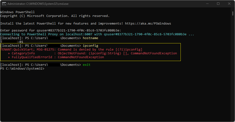 Command Filters PowerShell Proxy Example