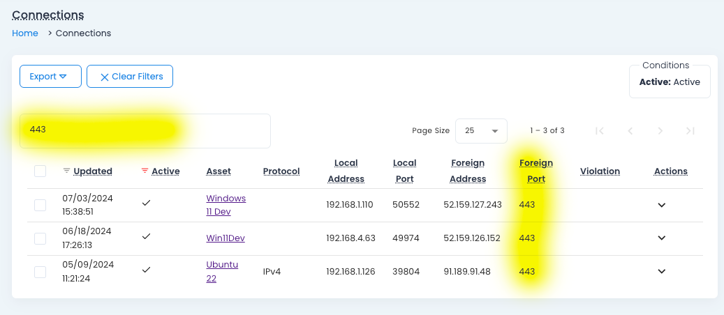 Port and Address Connections Filter