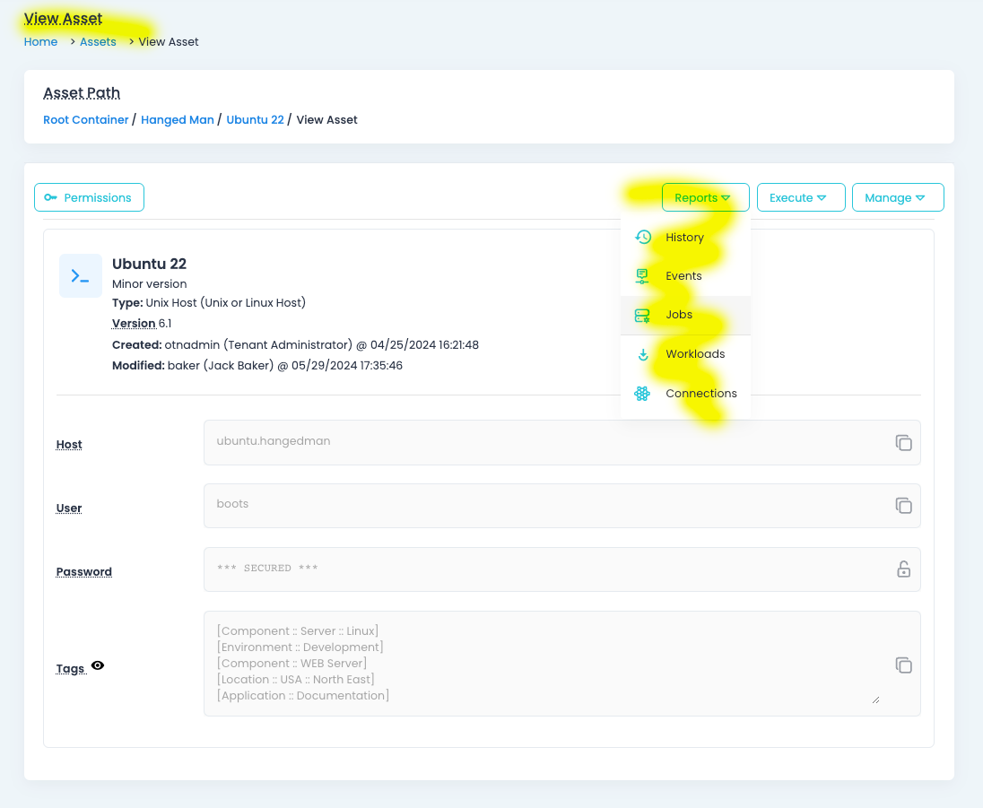 Asset View - Reports