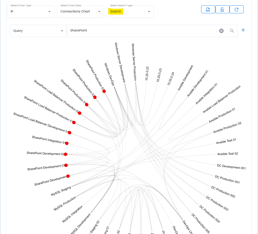 Connections Report Search Type Search