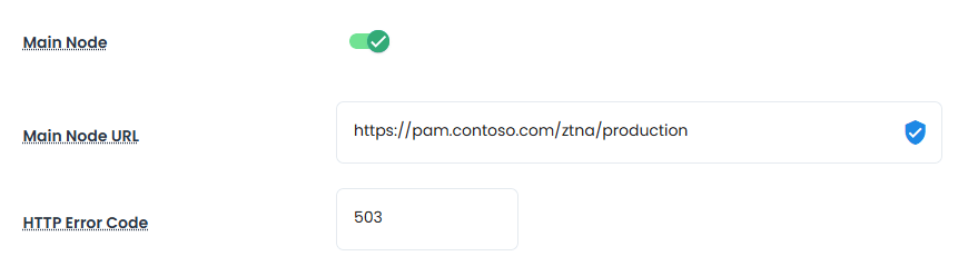 Peer Node Main Node Parameter Configuration