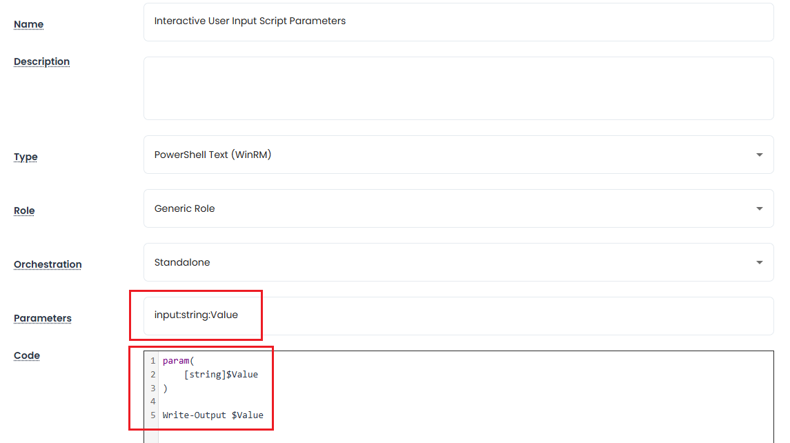 User Input Script Example